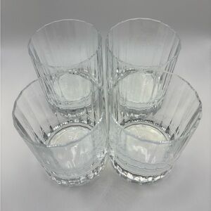 Set of 4 Clear Glass Lined Ribbed Juice Glasses Rocks Cocktail Whiskey Mixer Bar